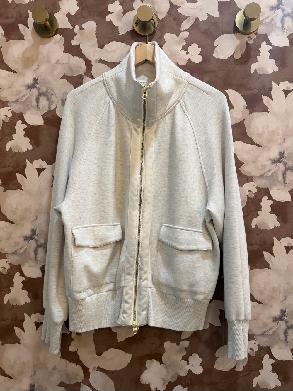 Varley NWT Roxbury Zip-Through Sweat DoubleSoft in Ivory Marl
